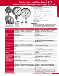 Thumbnail of document Data Sheet - PFQ-LF SS Liquid Filled Pressure Gauge